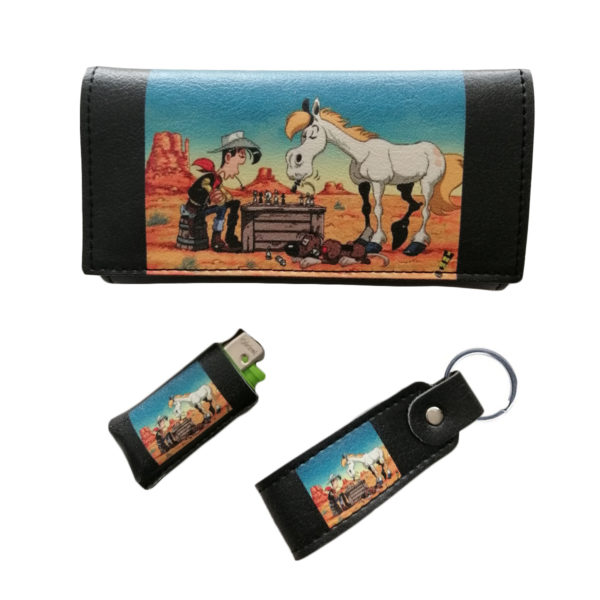Dino Rossi Χειροποίητο Σετ Καπνοθήκης Με Σχέδιο Lucky Luke Made In Greece